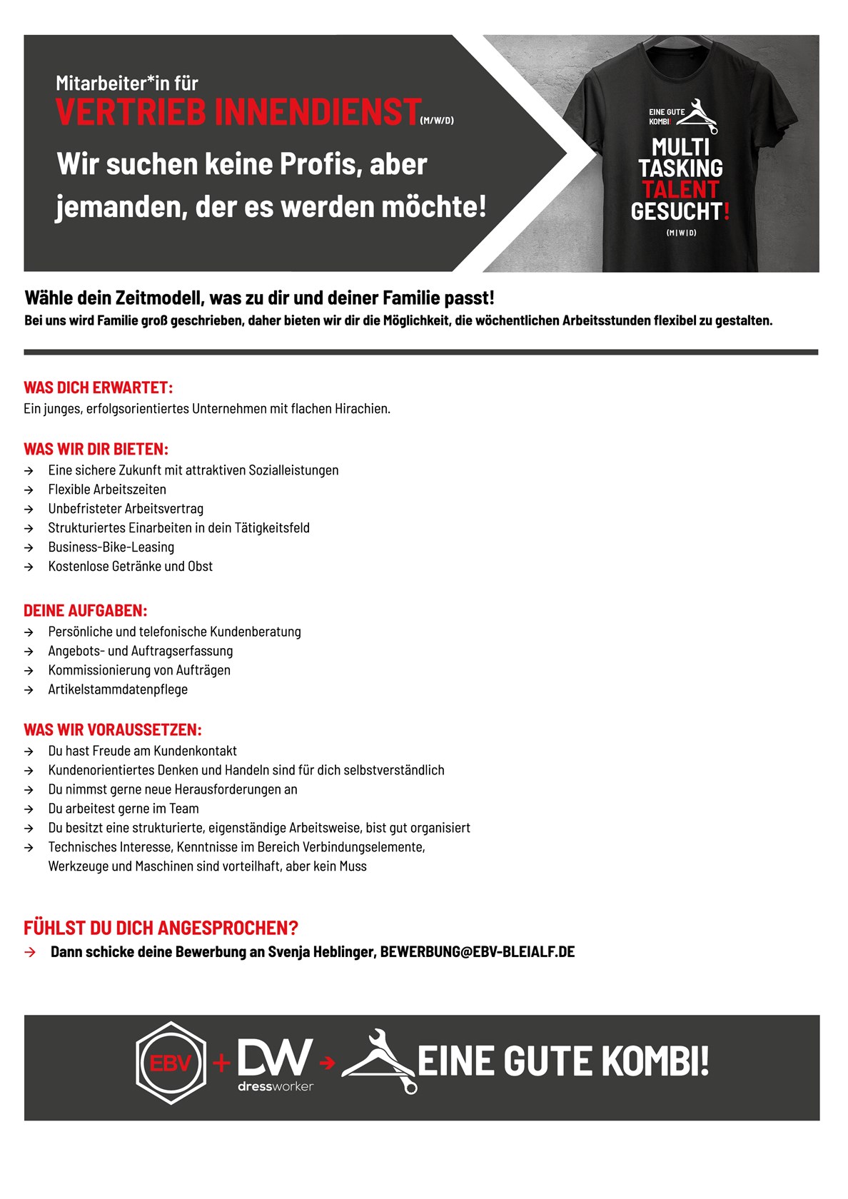 Stellenbeschreibung Vertriebsinnendienst Nr. 522